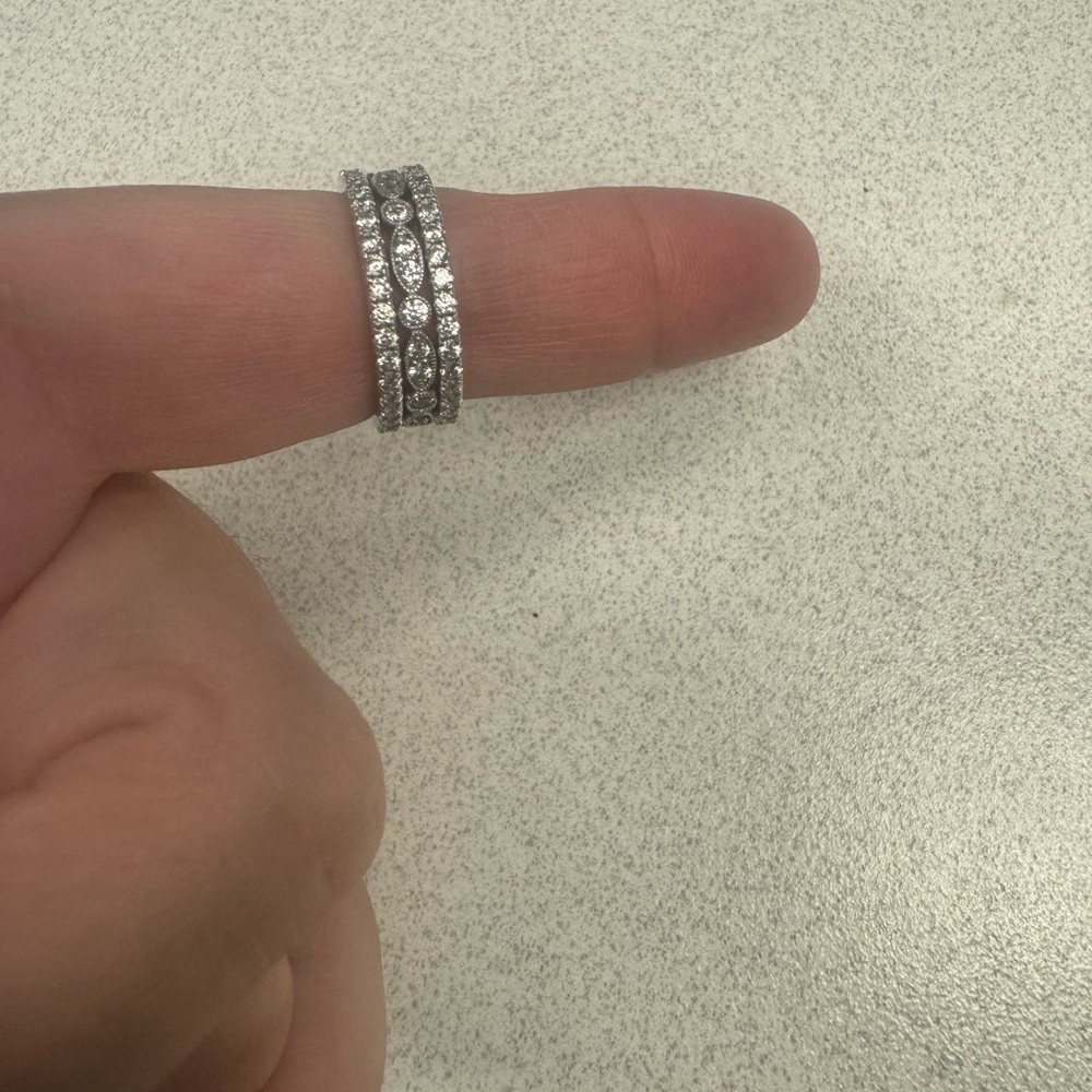 CZ Bridal Set Stacking Rings, Size 7 - Picture 2 of 3